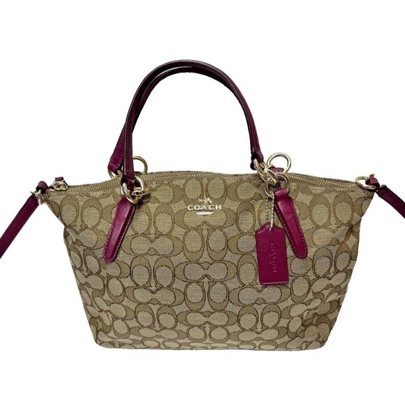 COACH "Kelsey" Handbag Purse Khaki/Dahlia #F36625,As Is staining /discolouration - Picture 2 of 16
